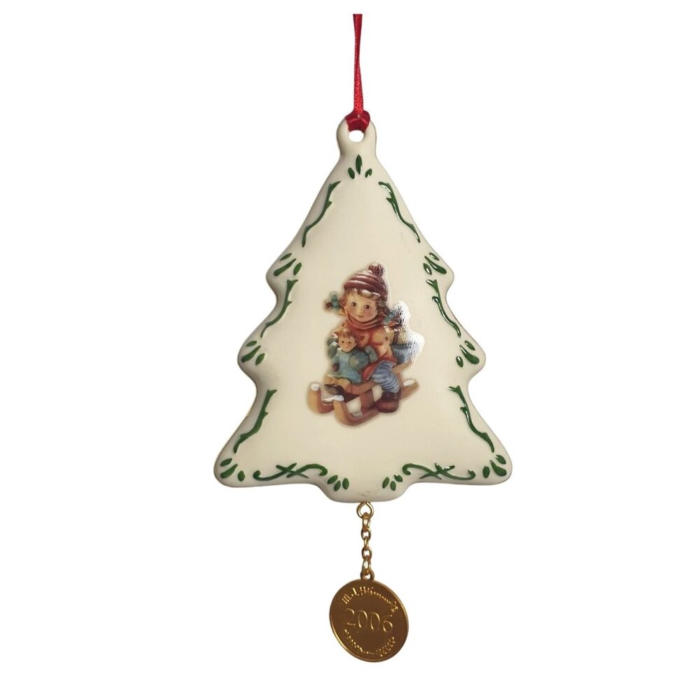 Danbury M.J. Hummel Christmas Ornament Tree 2006 MINT Riding Sleigh '06 Token
